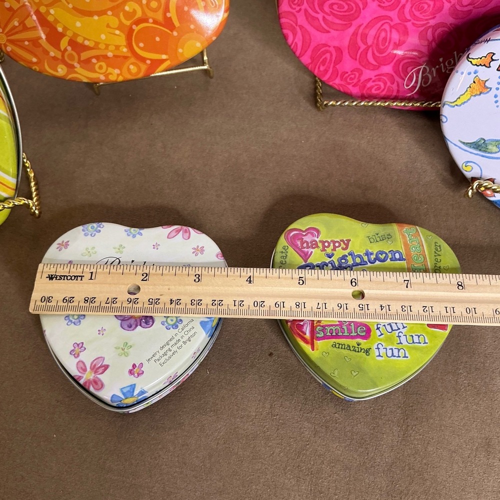 Brighton‎ Heart Shaped Tin Lot Jewelry Trinket Organizer Storage Set